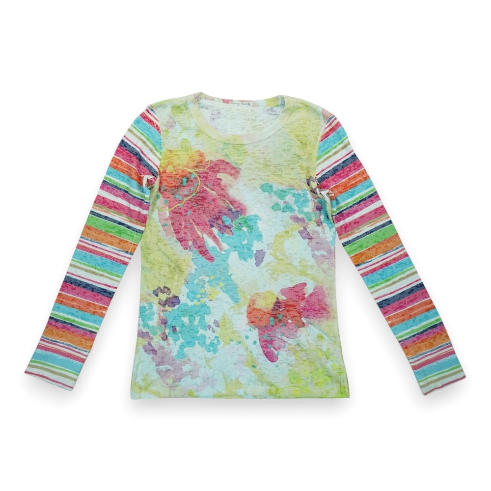 Sundance Whimsy Rose Womens Baby Waffle Printed‎ Knit Top Medium Multicolor USA